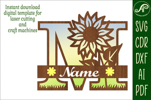 Sunflower Capital Monogram Letter M SVG SVG APInspireddesigns 