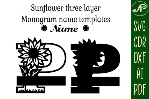 Sunflower Capital Monogram Letter P SVG SVG APInspireddesigns 