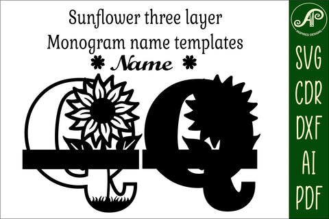 Sunflower Capital Monogram Letter Q SVG SVG APInspireddesigns 