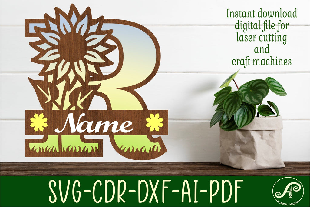 Sunflower Capital Monogram Letter R SVG - So Fontsy