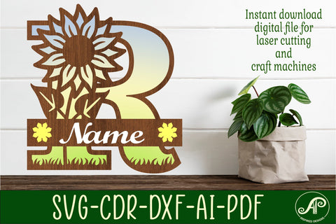 Sunflower Capital Monogram Letter R SVG SVG APInspireddesigns 