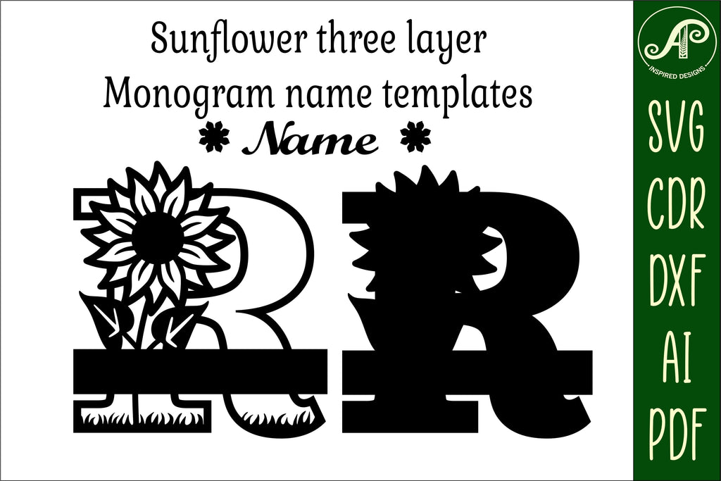Sunflower Capital Monogram Letter R SVG - So Fontsy