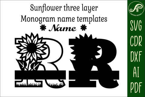 Sunflower Capital Monogram Letter R SVG SVG APInspireddesigns 