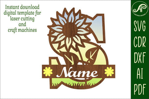 Sunflower Capital Monogram Letter S SVG SVG APInspireddesigns 