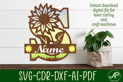 Sunflower Capital Monogram Letter S SVG SVG APInspireddesigns 