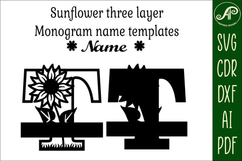 Sunflower Capital Monogram Letter T SVG SVG APInspireddesigns 