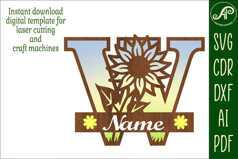 Sunflower Capital Monogram Letter W SVG SVG APInspireddesigns 