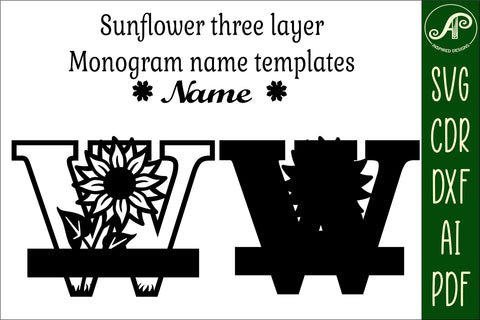 Sunflower Capital Monogram Letter W SVG SVG APInspireddesigns 