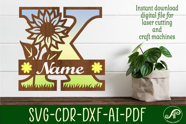Sunflower Capital Monogram Letter X SVG SVG APInspireddesigns 