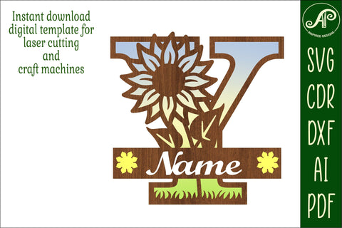 Sunflower Capital Monogram Letter Y SVG SVG APInspireddesigns 
