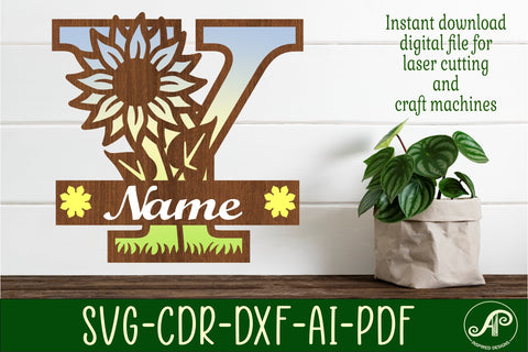 Sunflower Capital Monogram Letter Y SVG SVG APInspireddesigns 