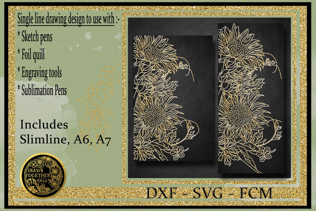 Sunflower Cards - Single line Sketch | Foil Quill Sketch DESIGN DrawnTogether with love 