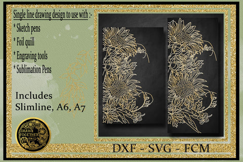 Sunflower Cards - Single line Sketch | Foil Quill Sketch DESIGN DrawnTogether with love 