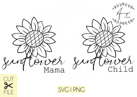 Sunflower Child and Mama COMBO SVG, PNG, JPEG SVG Aniq Uniques Designs 