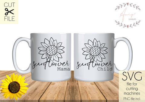 Sunflower Child and Mama COMBO SVG, PNG, JPEG SVG Aniq Uniques Designs 