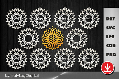 Sunflower Christmas ornament svg Sunflower earrings svg SVG LanaMagDigital 