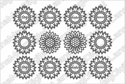 Sunflower Christmas ornament svg Sunflower earrings svg SVG LanaMagDigital 
