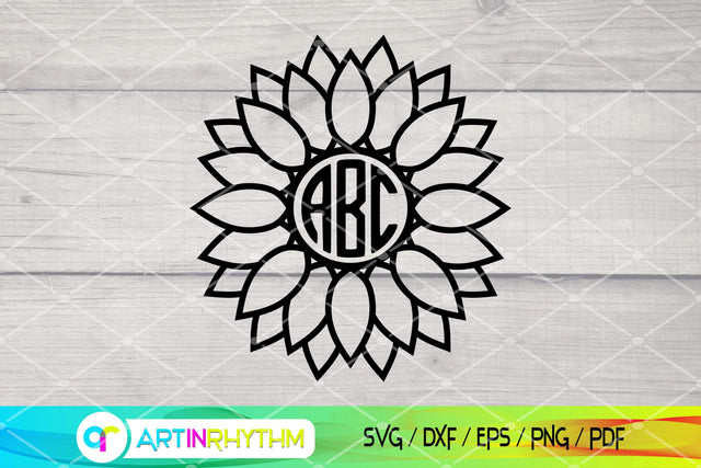Sunflower Circle Monogram Svg, Circle Monogram Frame Svg SVG Artinrhythm shop 