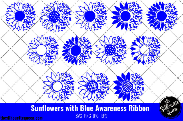 Sunflower Colon Cancer Blue Ribbon SVG,Colon Cancer Awareness Svg, Cricut files, Svg cut file to use Cricut SVG Loveleen Kaur 
