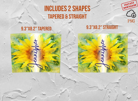 Sunflower Color Water Tumbler Png Add Your DIY Own Text Name Monogram Sublimation Designs 20oz Skinny Tumbler Cold Cup Wraps Template Diy SVG 1966digi 