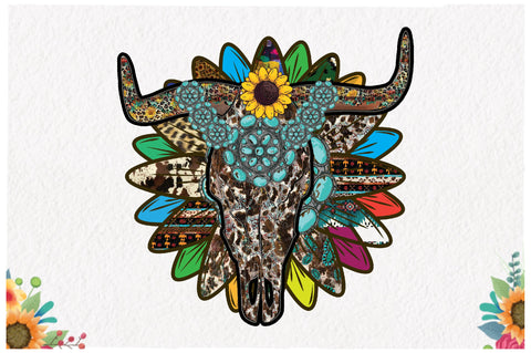 Sunflower Cow Skull Sublimation Sublimation Jagonath Roy 