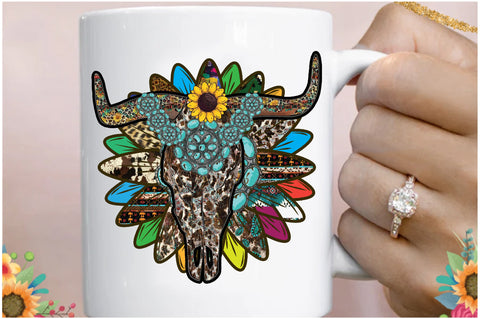 Sunflower Cow Skull Sublimation Sublimation Jagonath Roy 