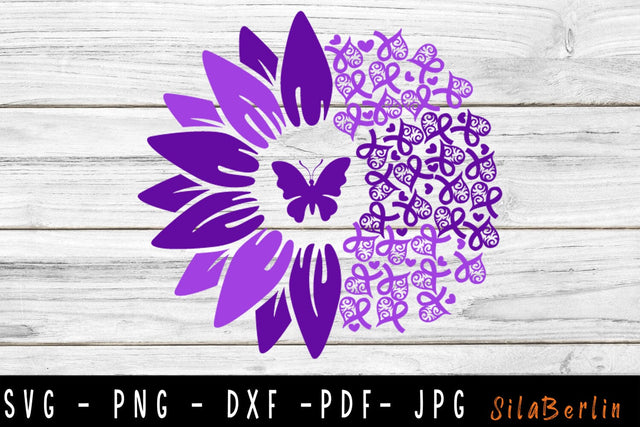 Sunflower Cystic fibrosis SVG, Cystic fibrosis Awareness, Cystic fibrosis png, Purple Ribbon svg, Svg cut file to use for Cricut SVG SilaBerlin 