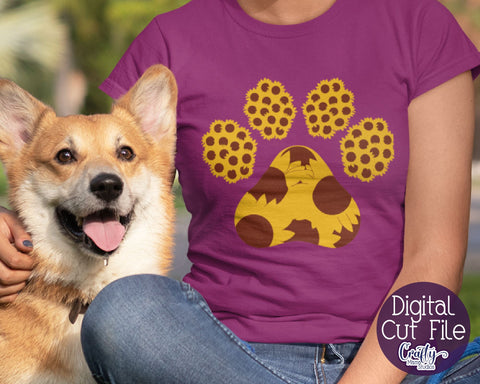 Sunflower - Dog Paw - Cat Paw - Paw Print SVG Crafty Mama Studios 