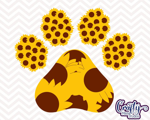 Sunflower - Dog Paw - Cat Paw - Paw Print SVG Crafty Mama Studios 