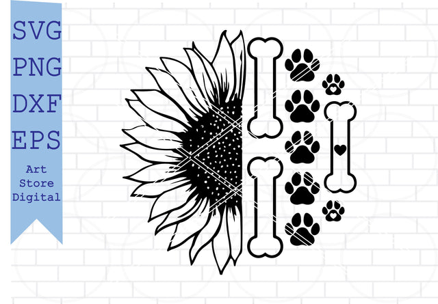 Sunflower Dog Paw Svg, Dog Svg SVG Artstoredigital 