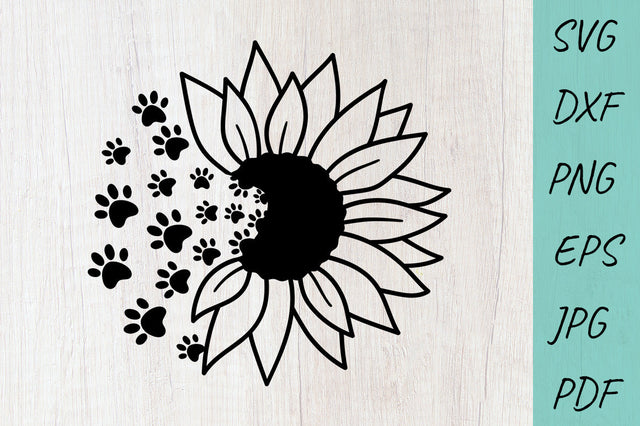 Sunflower Dog Paws Svg Cut File, Sunflower with Paws Svg SVG Irina Ostapenko 