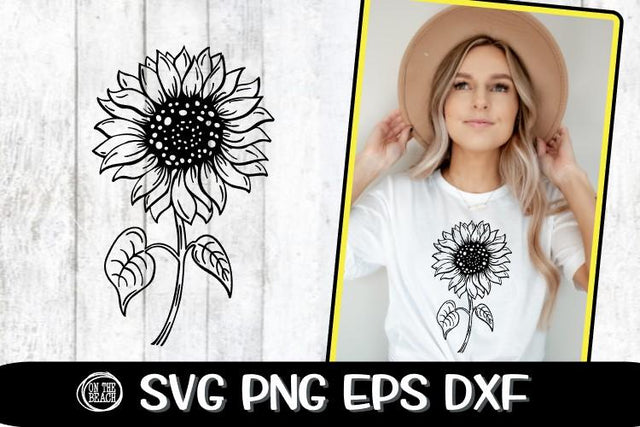 Sunflower - Doodle - Cut File - Hand Drawn - SVG PNG EPS DXF SVG On the Beach Boutique 