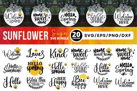 Sunflower Door Signs Svg Bundle SVG Regulrcrative 