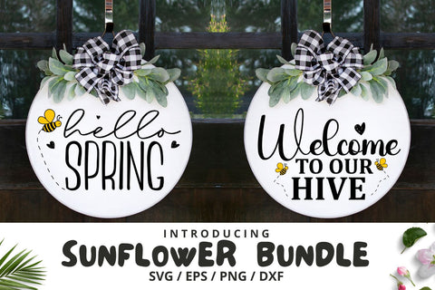Sunflower Door Signs Svg Bundle SVG Regulrcrative 