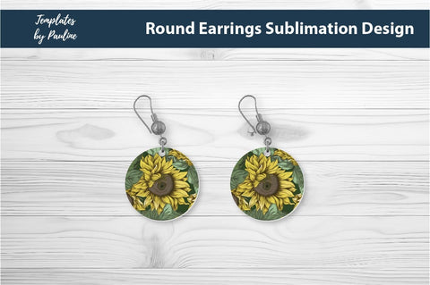 Sunflower Earrings Sublimation Design 1 Sublimation Templates by Pauline 