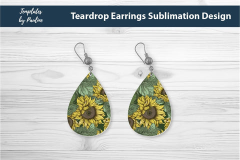 Sunflower Earrings Sublimation Design 1 Sublimation Templates by Pauline 
