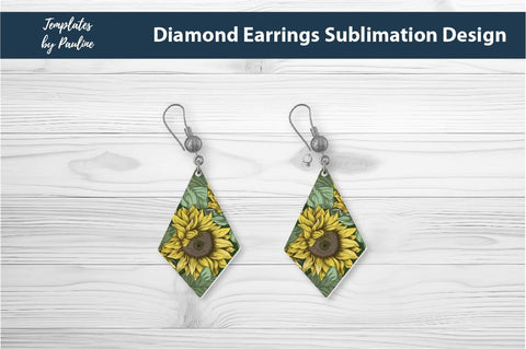 Sunflower Earrings Sublimation Design 1 Sublimation Templates by Pauline 