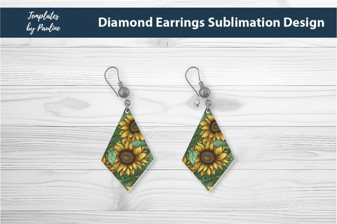 Sunflower Earrings Sublimation Design 2 Sublimation Templates by Pauline 