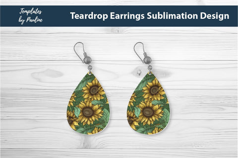 Sunflower Earrings Sublimation Design 2 Sublimation Templates by Pauline 