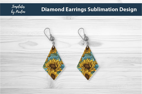 Sunflower Earrings Sublimation Design 3 Sublimation Templates by Pauline 