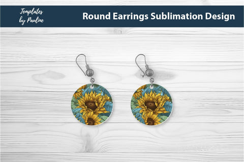 Sunflower Earrings Sublimation Design 3 Sublimation Templates by Pauline 