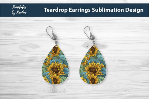 Sunflower Earrings Sublimation Design 3 Sublimation Templates by Pauline 