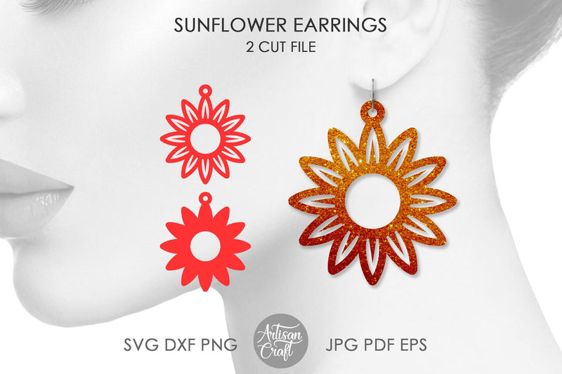 Sunflower earrings, SVG files So Fontsy