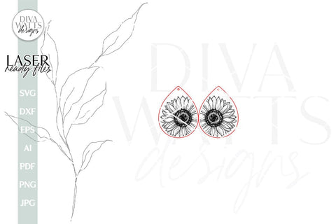 Sunflower Earrings SVG For Laser Sunflowers Earrings For Glowforge Sunflower Earrings For Laser Glowforge Earrings With Flower Earrings SVG SVG Diva Watts Designs 