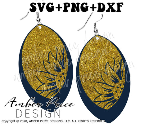 Sunflower Earrings SVG | Layered Sunflowers Earring Cut file | PNG DXF SVG Amber Price Design 