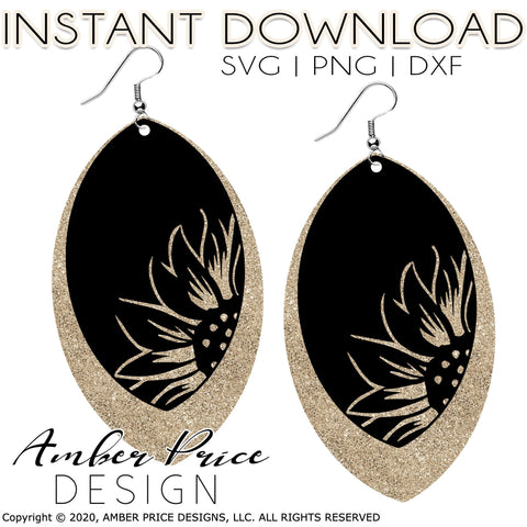 Sunflower Earrings SVG | Layered Sunflowers Earring Cut file | PNG DXF SVG Amber Price Design 