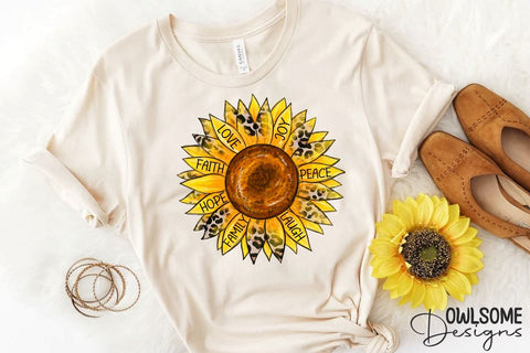 Sunflower Faith Hope Love PNG Sublimation Sublimation Owlsome.Designs 