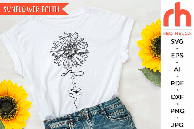 Sunflower Faith SVG - Floral Cross Cut File SVG RedHelgaArt 