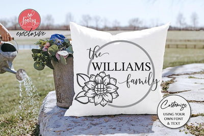 Sunflower Family Name Wreath SVG - So Fontsy Exclusive SVG Diva Watts Designs 