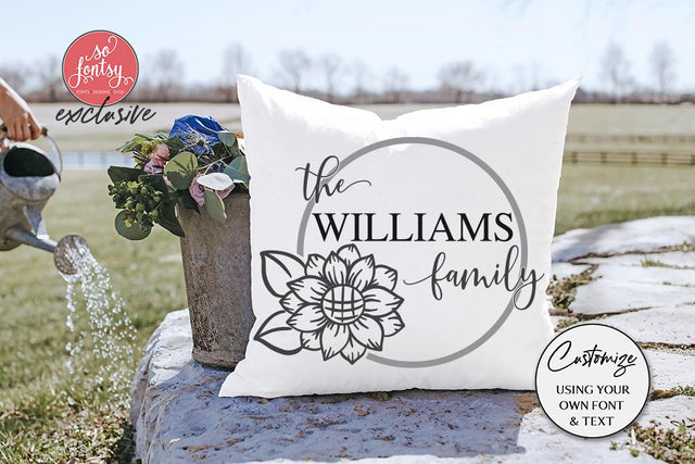 Sunflower Family Name Wreath SVG - So Fontsy Exclusive SVG Diva Watts Designs 